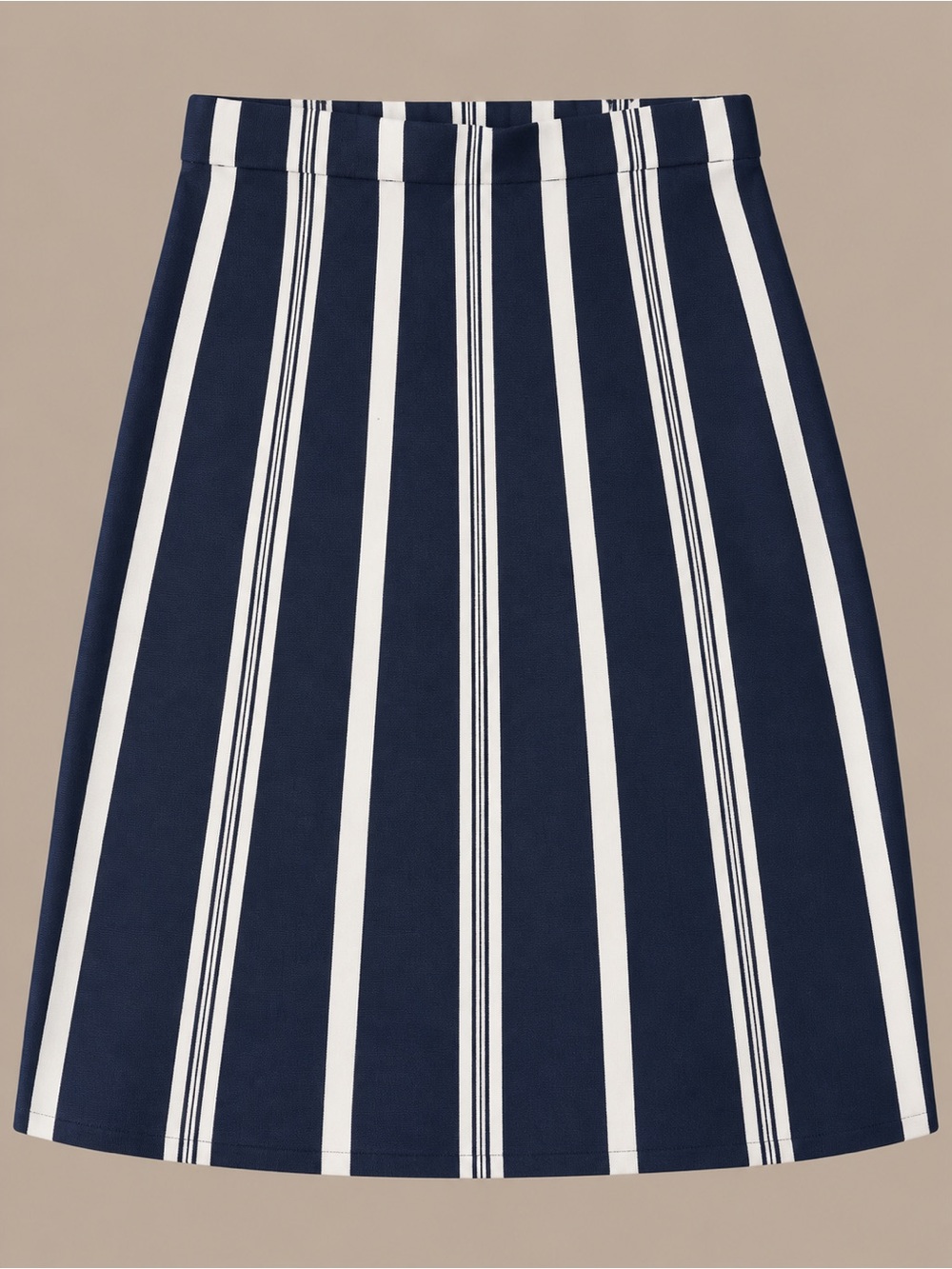 Ann Taylor Navy and White Vertical Stripe A-Line Skirt